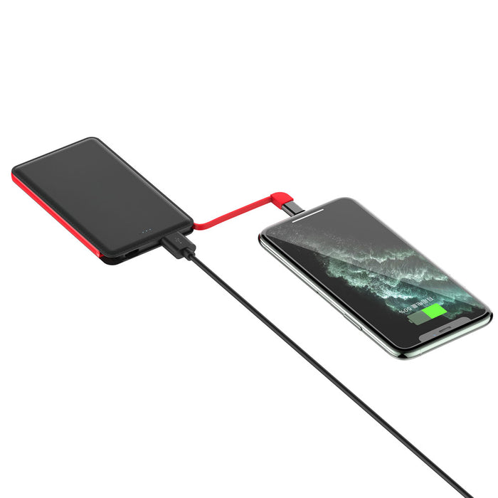 C0511 - Classic Leather-effect Surface 5000mAh Powerbank With Built-in Cable